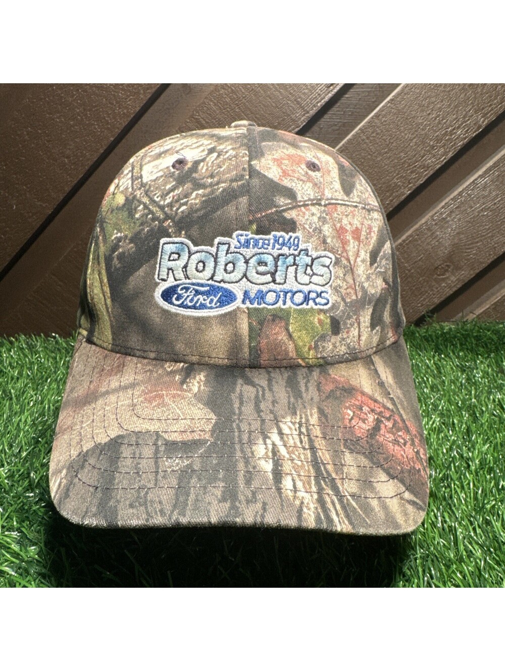 VTG Y2K Roberts Ford Motors Since 1949 Camo Strapback Hat Cap America Dealership